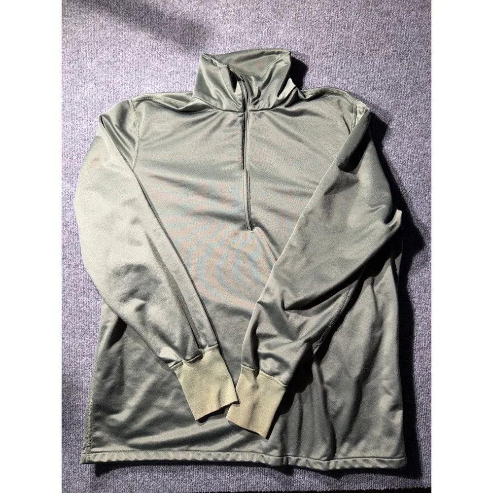Olive Green Tactical Quarter Zip Pullover Performance Fleece Mid Layer Mens L